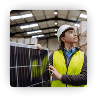 High-quality solar panels stocked in our warehouse, ready for quick and efficient installation by our team.